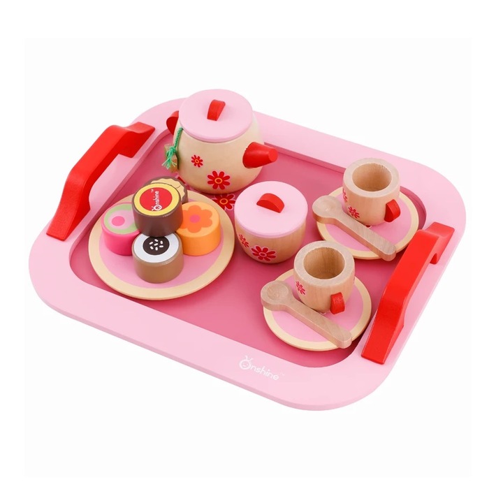 Joc de rol din lemn pentru servirea ceaiului, 16 piese, + 3 ani