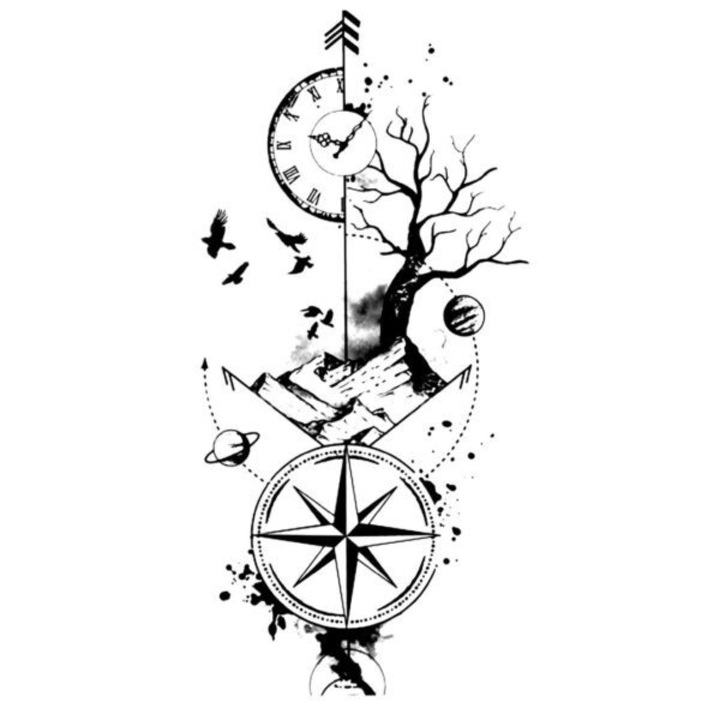 Tatuaj temporar, Flash Tattoos Romania, Find Your Way, rezistent la apa, aplicare rapida, 11x21 cm