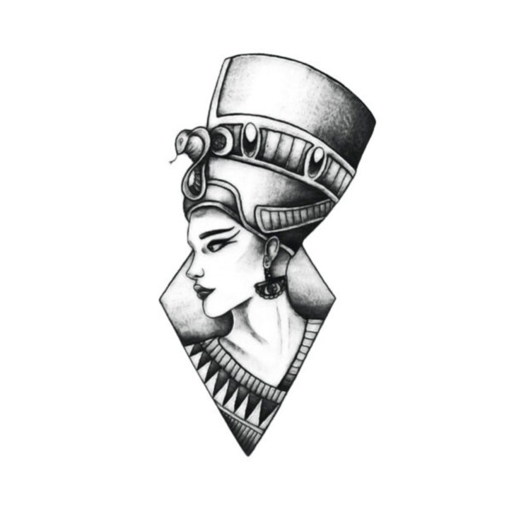 Tatuaj temporar, Flash Tattoos Romania, Nefertiti Queen Mini, rezistent la apa, aplicare rapida, 10x6 cm