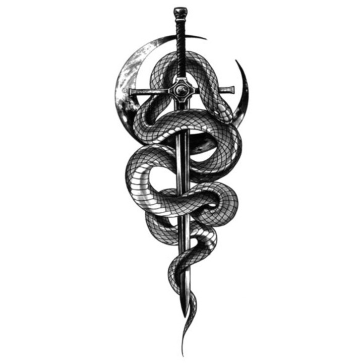 Tatuaj temporar, Flash Tattoos Romania, Anaconda, rezistent la apa, aplicare rapida, 21 x 11,5 cm