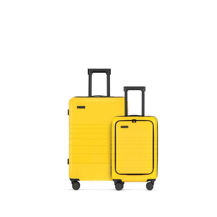 2 db kocsi készlet - kabinos és közepes, Eternitív, E1, ABS, TSA zár, 360 dupla kerekek, Sárga