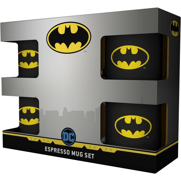Szett 4 bögre Espresso DC Comics, Batman Iconic, 110 ml