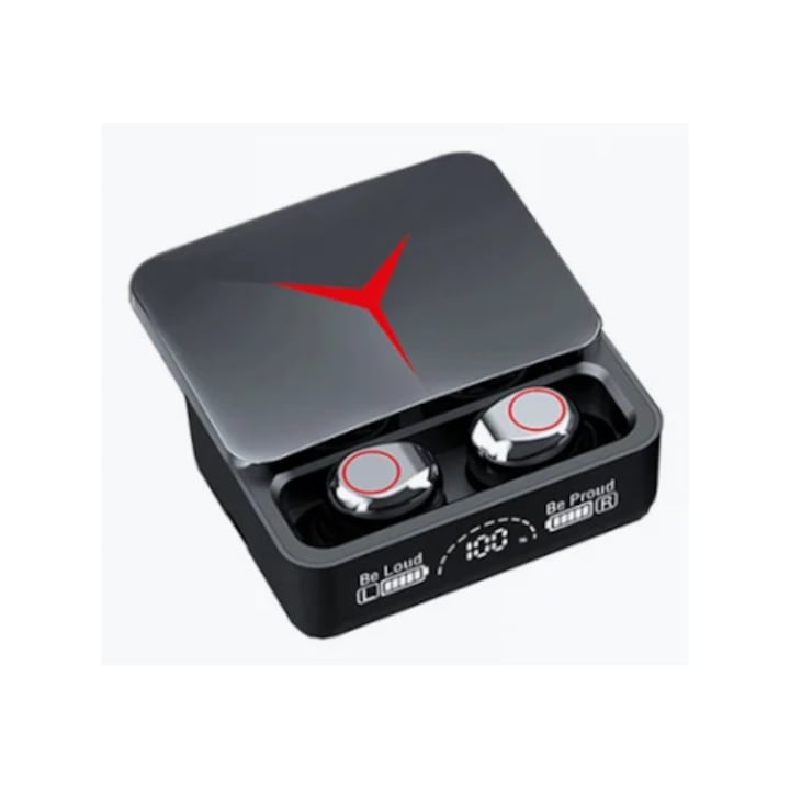 Casti Smart M90 PRO, V5.3 BT Wireless, Touch, Display Digital, Functie powerbank 1200mAh, Compatibil cu IPhone, Xiaomi, Huawei, Samsung, Sistem iOS, Android, Negru