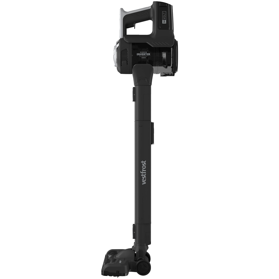 Aspirator vertical fara fir cu mop Vestfrost Aqua Plus Power VFVM4501GS, motor inverter, autonomie maxim 120 minute, negru