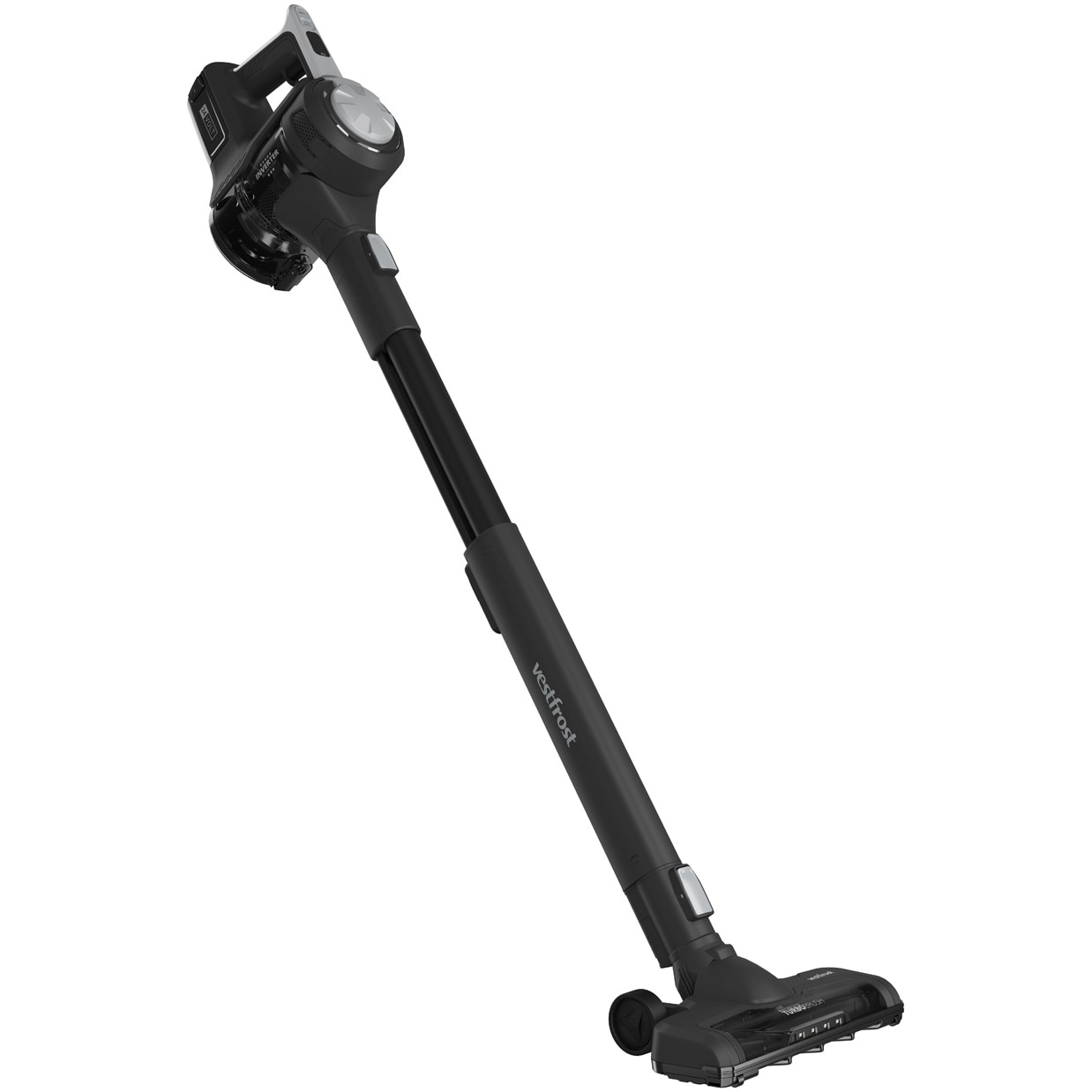 Aspirator vertical fara fir cu mop Vestfrost Aqua Plus Power VFVM4501GS, motor inverter, autonomie maxim 120 minute, negru