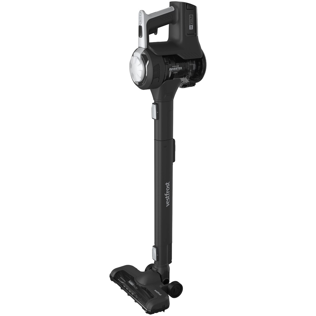 Aspirator vertical fara fir cu mop Vestfrost Aqua Plus Power VFVM4501GS, motor inverter, autonomie maxim 120 minute, negru