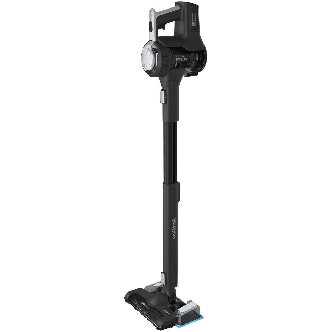 Aspirator vertical fara fir cu mop Vestfrost Aqua Plus Power VFVM4501GS, motor inverter, autonomie maxim 120 minute, negru