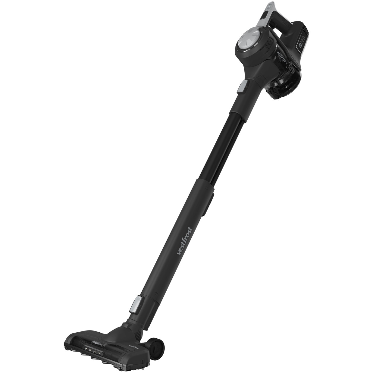 Aspirator vertical fara fir cu mop Vestfrost Aqua Plus Power VFVM4501GS, motor inverter, autonomie maxim 120 minute, negru
