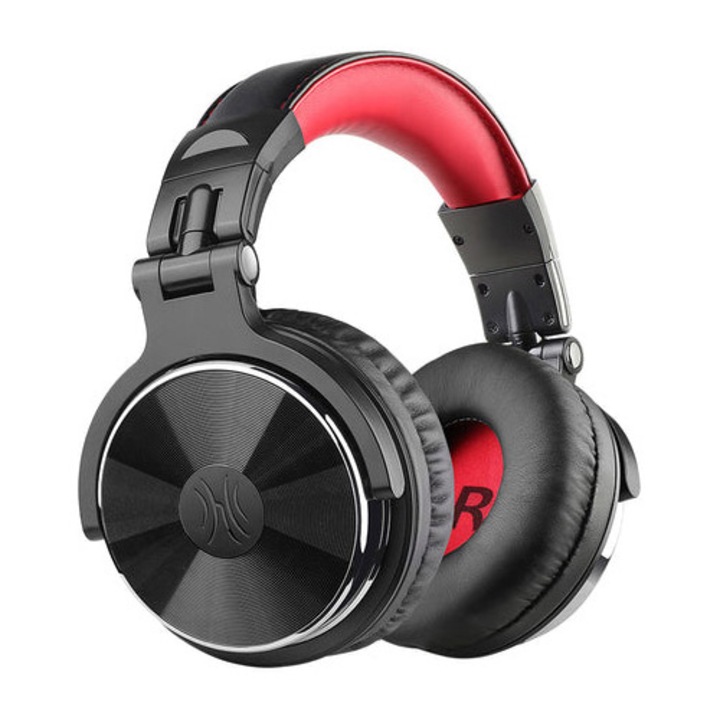 OneOdio Pro 10 Over the Ear fejhallgató, nagy felbontású audio, levehető vezeték, 3,5 mm-es/6,35 mm-es csatlakozó, piros
