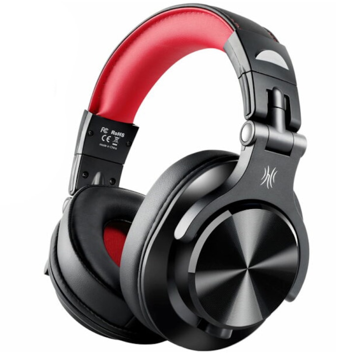 OneOdio A71 Over the Ear fejhallgató, nagy felbontású audio, levehető vezetékkel, Jack 3,5 mm/6,35 mm, piros