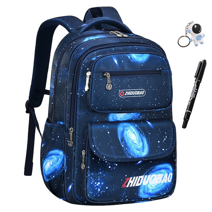 Комплект детска раница/2 аксесоара, ZHIDUOBAO, найлон/полиестер, 45x20x34 см, син