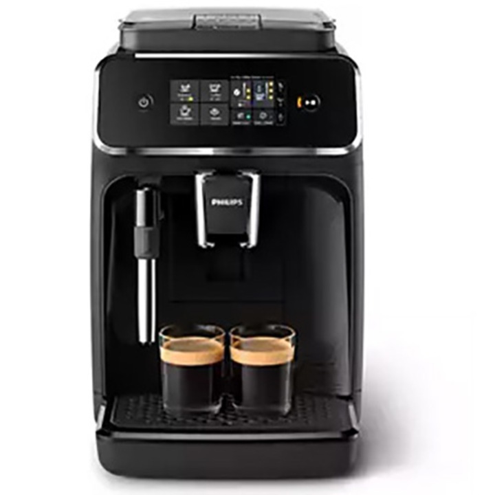 Кафеавтомат Philips серия 2200 EP2225/10, 1500W, Резервоар за вода 1.8 л, Налягане15 бара, 3 нива на интензитет на аромата, Филтър AquaClean, Опция за мляно кафе, Черен