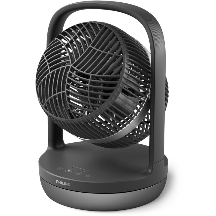 Вентилатор за маса Philips CX3050/01, 28W, 3 скорости, Natural mode, Breeze, Sleep, Rotation, 23 см диаметър, Таймер, Черен