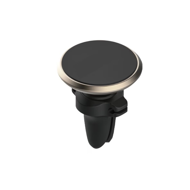 Стойка за телефон за кола, магнитна, със захващане на вентилационната решетка, отвори за кабела за зареждане, цвят черен-златист