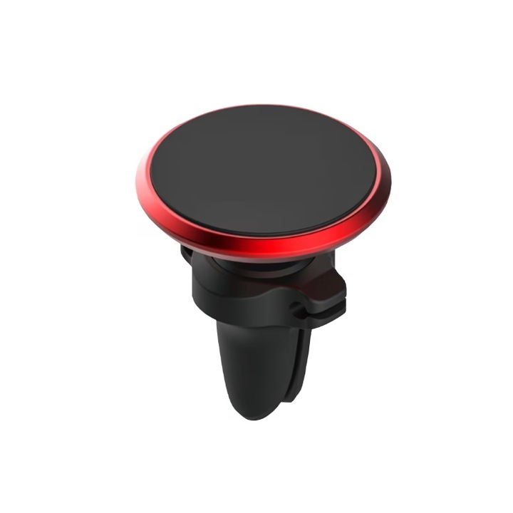 Поставка за кола за телефон, магнитна, със захващане за вентилационна решетка, отвори за кабела за зареждане, цвят черно-червен