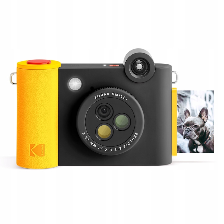 Set 2in1 Kodak SMILE + Aparat foto digital de 5MP, Instant + Imprimanta Bluetooth pentru telefon, ZINK, negru