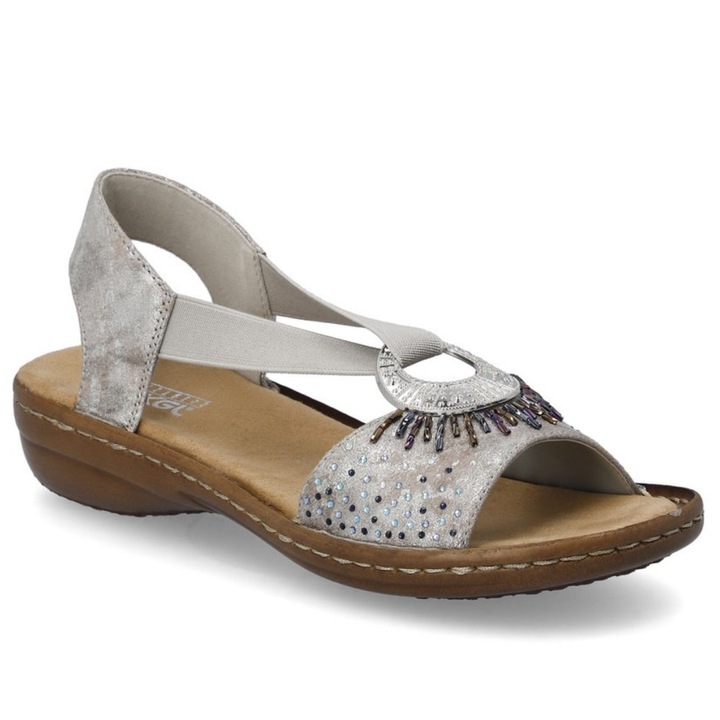 Rieker Rieker női gumi pántos szandál rose-metál színben 60880-90