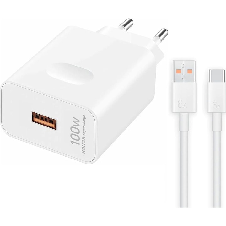 Зарядно устройство Honor SuperCharge Power Adapter (Max 100W), Бяло
