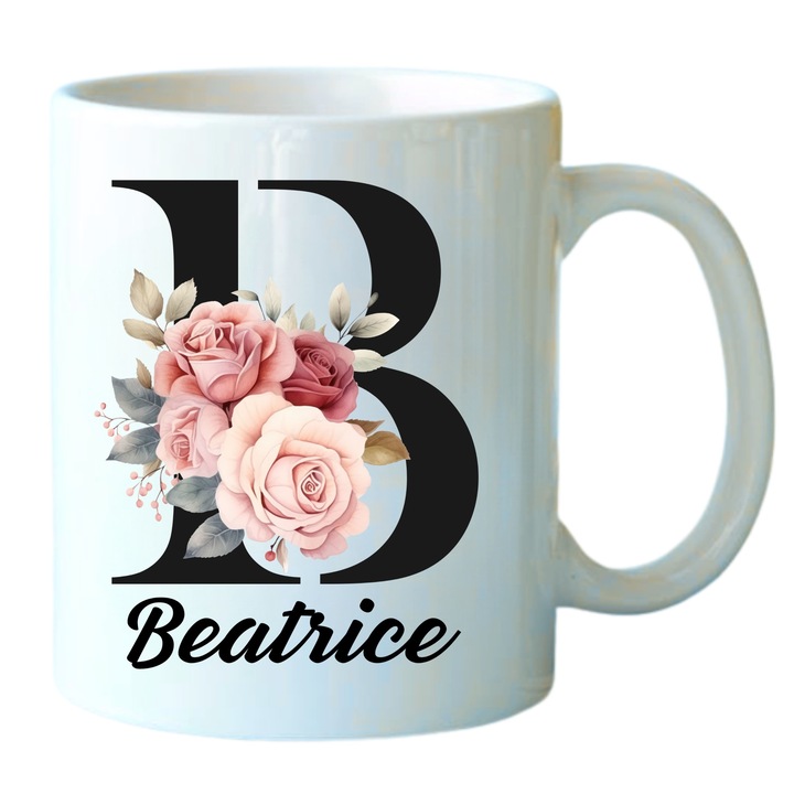 Cana ceramica, personalizata cu nume si trasaturi de personalitate, Beatrice, 330 ml