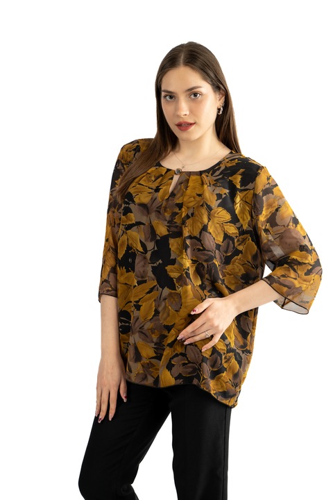 Bluza dama 815, Negru/Maro/Galben