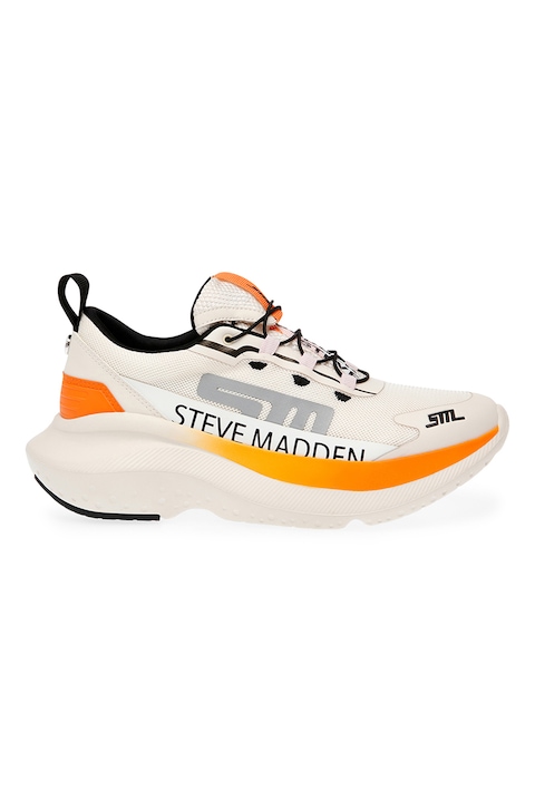 Steve Madden, Pantofi sport din material textil si piele ecologica Elevante 2, Alb/Gri/Portocaliu
