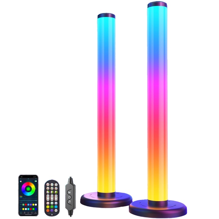 Интелигентни светлинни ленти с Elindor, 360° RGB LED, околна светлина, дистанционно управление, bluetooth приложение, светлинни игри, звукова синхронизация, многоцветен
