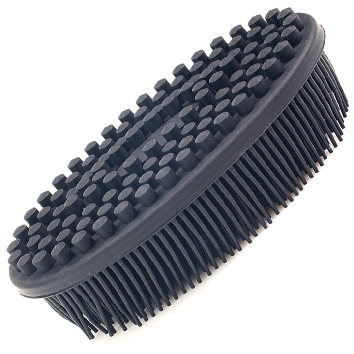 Testkefe, szilikon szivacs, 2 az 1-ben, tisztításhoz, hámlasztáshoz, testmasszázshoz, cellulit elleni, nyirokrendszeri és relaxációs, Fekete, OptimStar