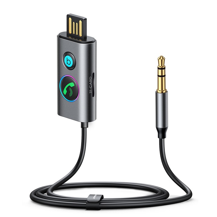 Receptor Audio Bluetooth 5.3, Jack 3.5mm, USB, TF Card, 1m - JoyRoom (JR-CB7) - Gri Inchis