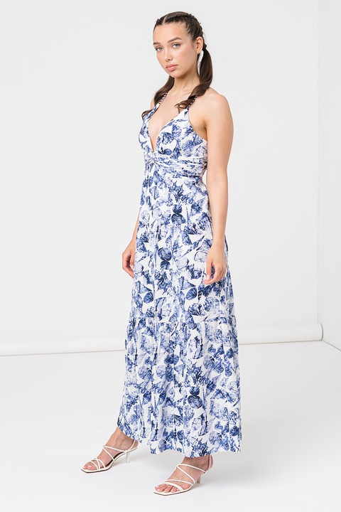 Scotch & Soda, Рокля с десен и шпиц, Бял/Тъмносин, M