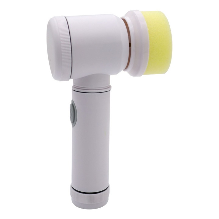 Perie Electrica De Curatare Multifunctionala LUXEMATE®, 5 in 1, 3 capete de curatare, Incarcare USB, Baterie 1500 mAh, Alb/Gri