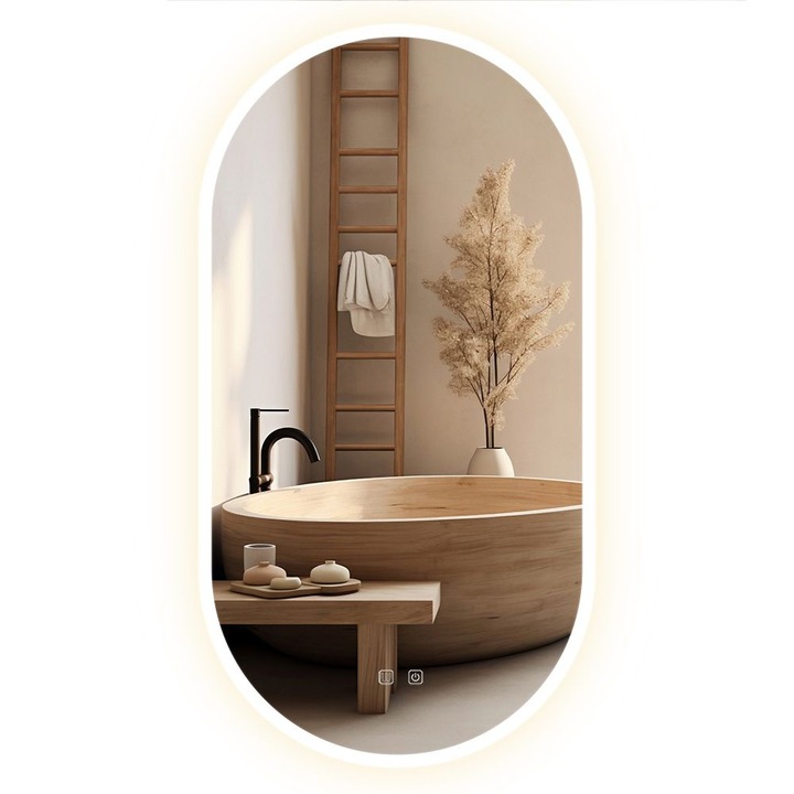Tutumi LED Tükör GGJ 50x90 cm, kerettel, ovális alakú