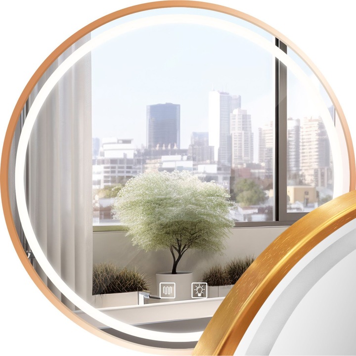 Tutumi LED Tükör 50cm MMJ BRUSH ROSE GOLD, kerettel, szálcsiszolt rózsaarany, kör alakú