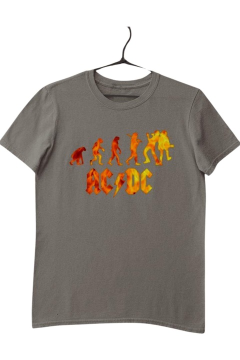 Tricou pentru barbati, Polougynokseg, Bumbac, Model AC/DC, Gri, S