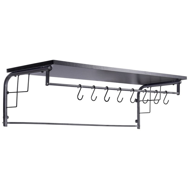 Raft, Vilde, Suport, Suspendat, 110x30x28.5 cm, Metal, Negru