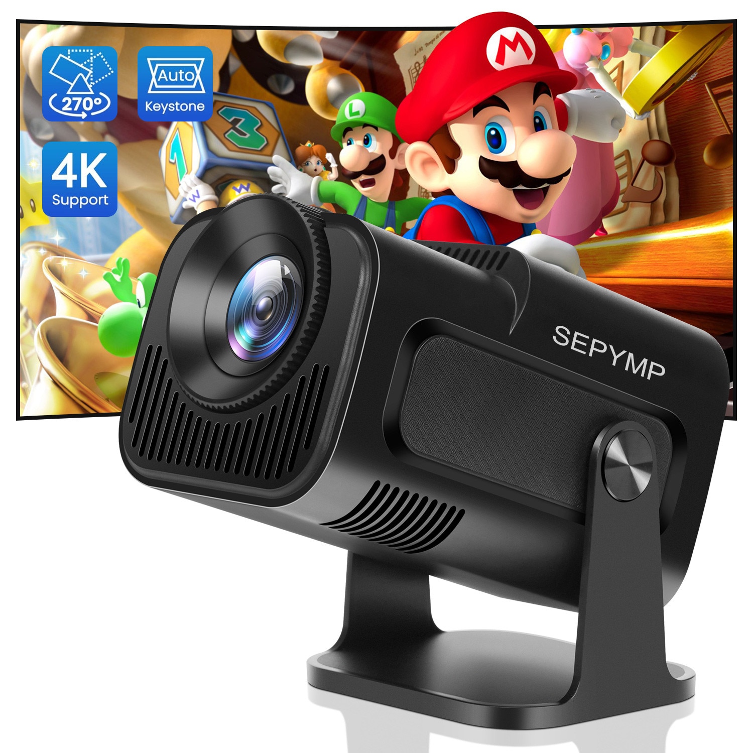 Videoproiector portabil ，300ANSI，9000 lumeni, Android 13, Wi-Fi