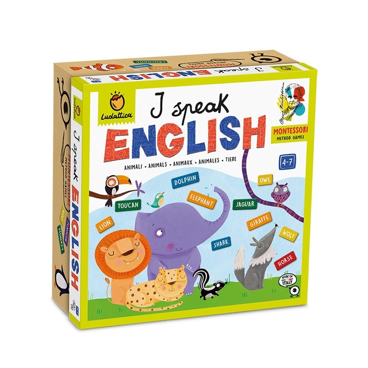 Joc educativ Ludattica Montessori, invatare engleza, 4 ani+, set 6 planse, 22.5x22.5x9cm