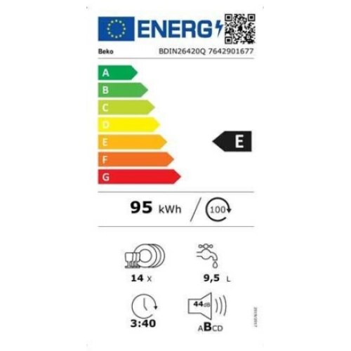 Masina De Spalat Vase Incorporabila Beko BDIN26420Q, 60 Cm, Clasa E, 14 Seturi, 6 Programe, Inox
