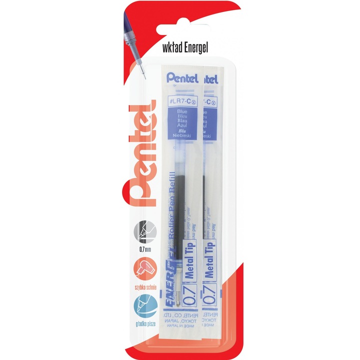 Rezerve Pentel EnerGel, készlet 2 darab, kék, 75x215mm