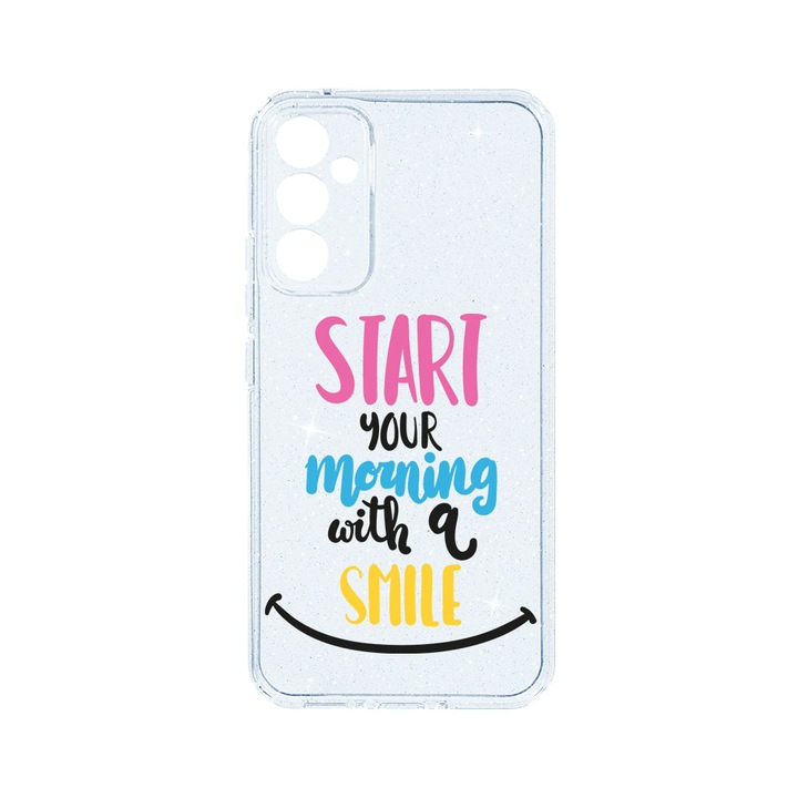 Husa BestCase® Crystal Glitter 2MM, Съвместим със Samsung Galaxy A14 5G, Smile At Morning, Противоударна, Устойчива на износване, Защита на камерата, ST 47