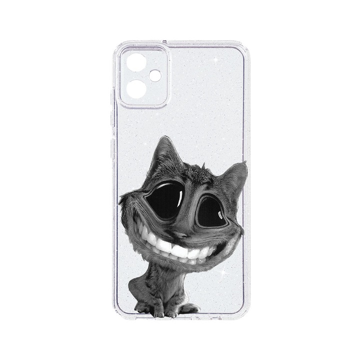 Husa BestCase® Crystal Glitter 2MM, Съвместим със Samsung Galaxy A05, Crazy Cat, Противошоков, Устойчив на износване, Защита на камерата, ST 20