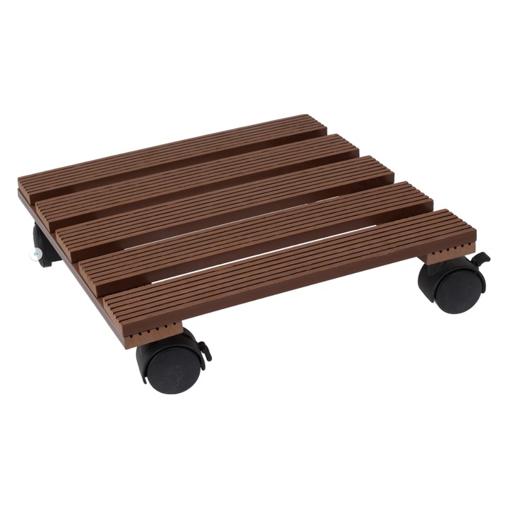 Мобилна опора за саксии ProGarden, Дърво, 29x29 см, Кафяво