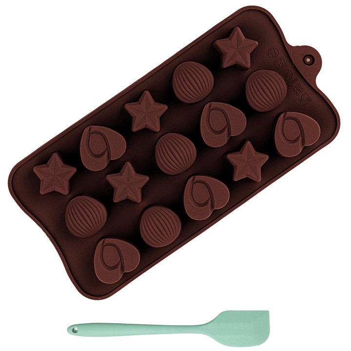 Forma din Silicon pentru Ciocolata de Casa, 21*10.5*1.5cm, model Nuts/ Love