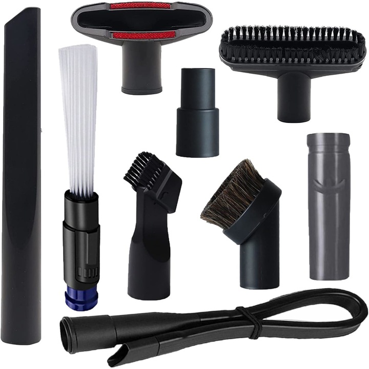 Комплект от 9 аксесоара JENUOS®, за Karcher WD2 WD3 WD3P WD4, Samsung, Bosch, Rowenta, Panasonic/универсални прахосмукачки, включени адаптери 32-35 mm, черни