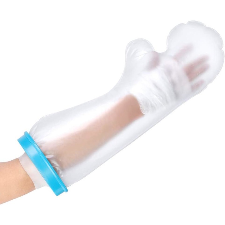 Capac de brat impermeabil pentru dus, JENUOS®, Protejati bratele, Impermeabil, 65cm, Transparent