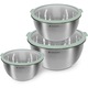 Set 3 boluri din inox cu capac, Navaris, argintiu, 3 dimensiuni, 16 cm, 20 cm, 24 cm