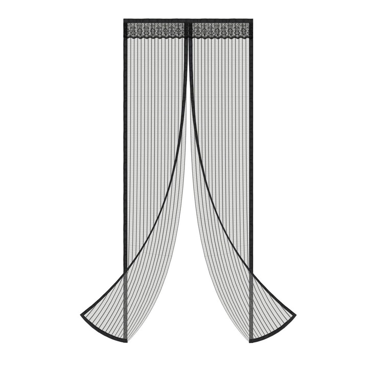 Мрежа против насекоми на вратата Yulinland Магнитно затваряне Лесно почистване Бързо инсталиране 210 x 90 см Залепваща лента с велкро черен Универсален черен