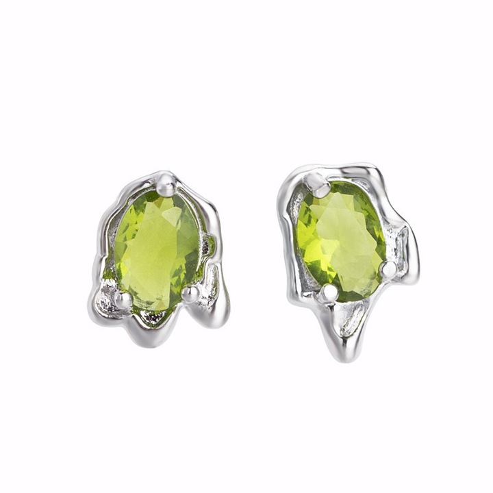 Roffie 925 ezüst fülbevaló, szabálytalan, zöld cirkónia, nőknek