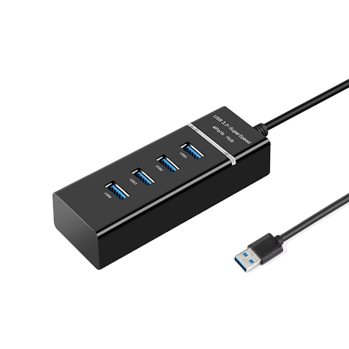USB хъб 4 порта, JESWO®, USB 3.0, разширена съвместимост, USB-A кабел 1,2 м