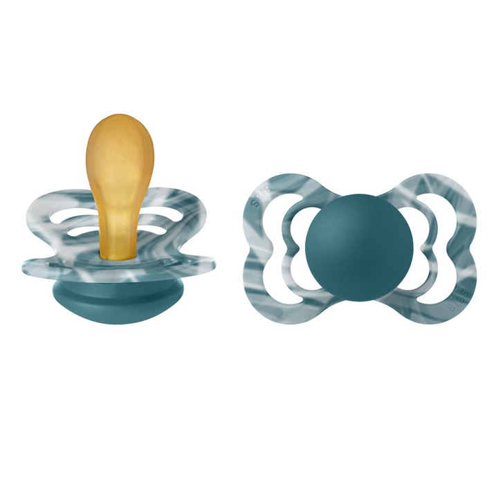 Set 2 suzete Bibs Supreme- Forest Lake White/Forest Lake White, Latex, 6+ luni