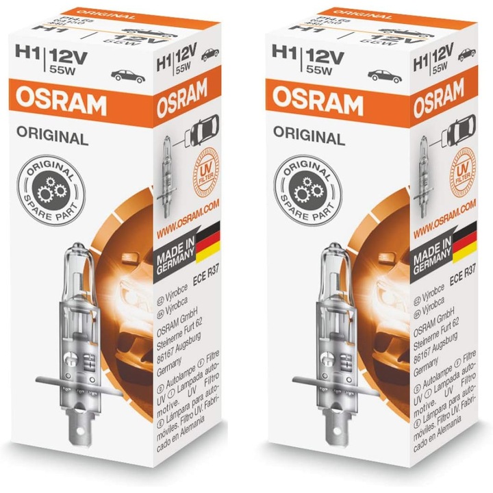 Pachet 2 bec halogen H1 55 W Original, Osram